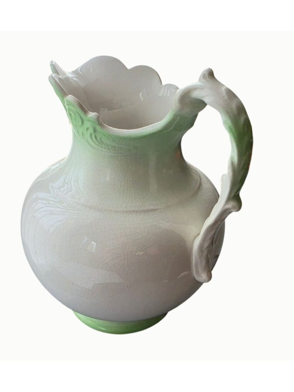 Antique K.T. & K. Semi Vitreous Porcelain 3 Pc Wash Set Pitcher Covered Bowl - Picture 6 of 16